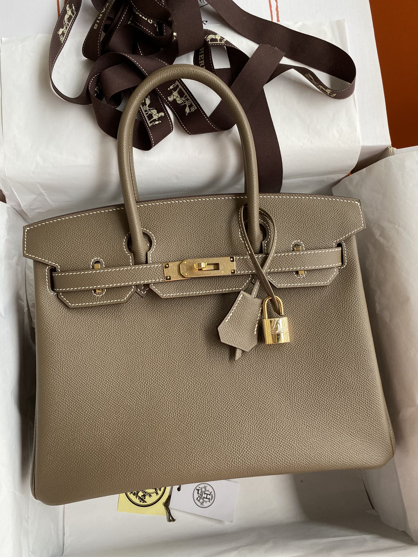 Hermes Birkin 30CM Epsom Leather Handbag Etoupe